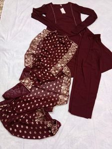 Maroon Embroidered Salwar Kameez
