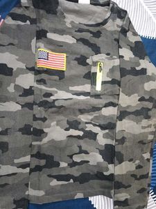 Camouflage T-Shirt with US Flag Patch
