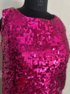 Sparkling Pink Sequin Sleeveless Top