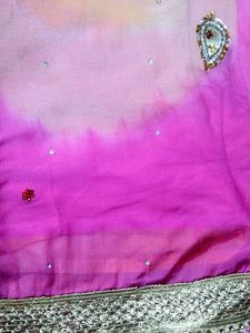 Beautiful Tie-Dye Saree with Embellishments