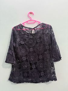 Elegant Navy Lace Top