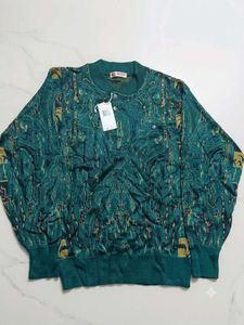 Vintage Emerald Green Print Sweater