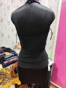 Black Y2K halter neck sparkle top
