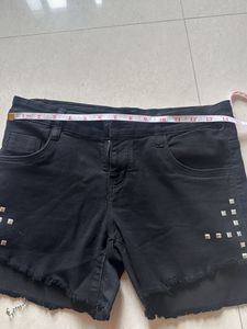 Black Studded Denim Shorts