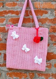Crocheted Pink Tote Bag