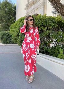Vibrant Red Floral Maxi Dress from Zara.