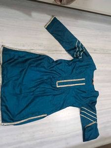 Beautiful Teal Kurta with Silver Embellishments