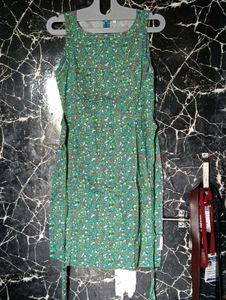 Charming Green Floral Sleeveless Mini Dress