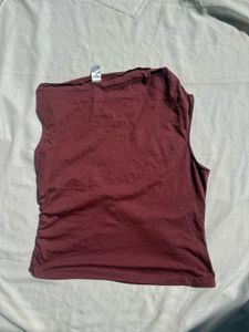 Maroon Ruched Sleeveless Top