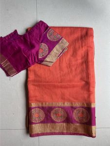 Orange Saree with Pink Border