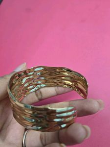 Gold Tone Textured Cuff Bracelet