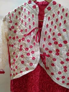 Beautiful Red Kurti With Stitched Jacket