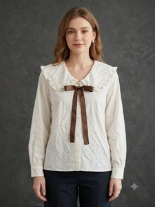 White Ruffled Collar Blouse