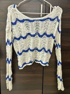 Crochet Knit Long Sleeve Top