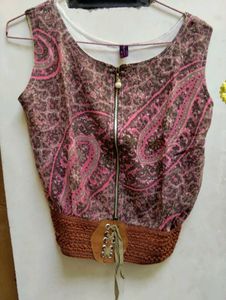 Boho Paisley Print Sleeveless Top &amp; Flare Jeans Ou