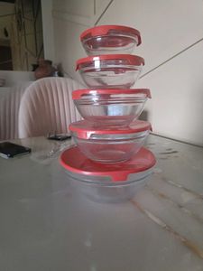 Set of 5 Glass Bowls with Lids