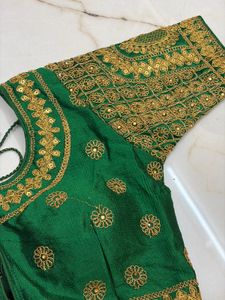 Embellished Green Silk Blouse