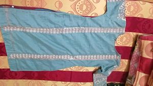Embroidered Kurta Set with Palazzo &amp; Dupatta