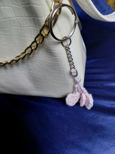 Crochet hearts bag charm and keychain