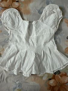 Chic White Puff Sleeve Button-Up Top