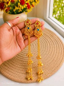 Boho Ethnic Gold Plated Chand Bali Earrings