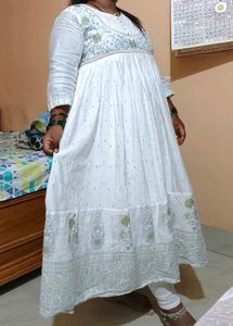 Elegant White Anarkali Kurti