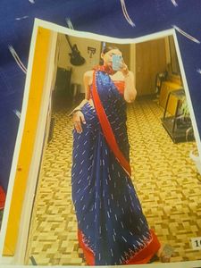 Beautiful Blue mul-mul cotton Saree
