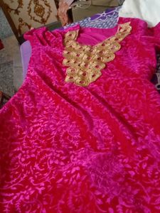 A Line Velvet Kurti With Less Work