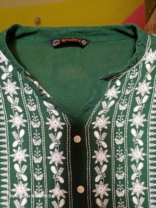 Emerald Green Embroidered Kurti