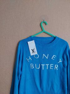 Blue Honey Butter Cropped Sweater