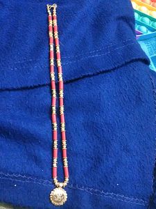 Vintage Red Beaded Necklace
