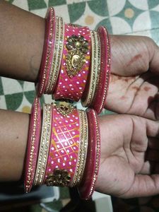 Beautiful Pink & Gold Bangles