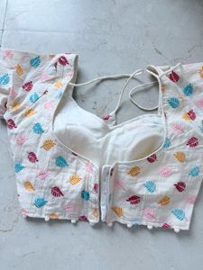 Unused Leaf Design Cotton Blouse
