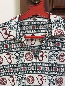 Men's Om Print Short Sleeve Kurta