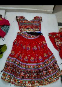 Vibrant Red Embroidered Lehenga Choli Set