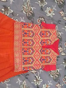 Vibrant Orange Embroidered Lehenga Set