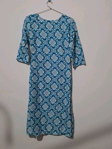 Blue &amp; White Print Kurta