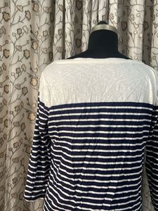 Striped Top with Floral Embroidery