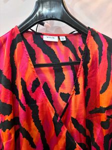 Red Printed Wrap Around Dress 🍓🍓