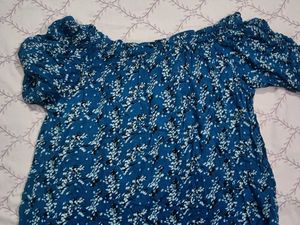 Blue Floral Off-the-Shoulder Top