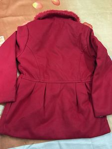 Red Girls Coat with Fur Collar