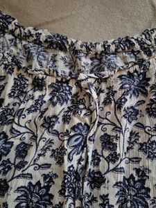 Blue and White Floral Print Top