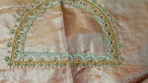 Elegant Brocade Ethnic Skirt wuth aari work blouse