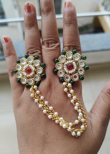 Statement Kundan Slave Bracelet Ring