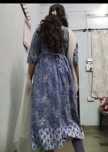Elegant Blue Printed Kurta Set anarkali gown