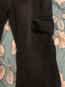 Black Cargo Flare Jeans