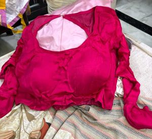 Saree with Stunning Magenta Silk Blouse