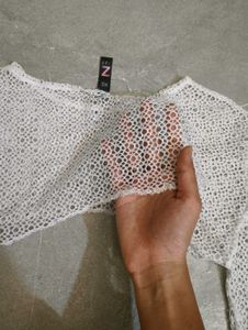 Women Regular Fit Mesh Shrug Top