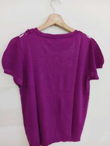 Striped Knit Top with Floral Applique