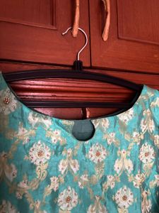 Elegant Teal Brocade Kurta